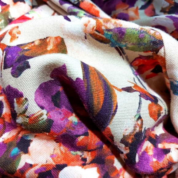 Lavand. Long Sleeve Floral Dress with Waist Tie - Picture 6 of 7